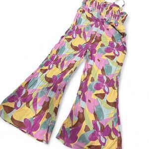 Roxy Yellow and pink floral jumpsuit